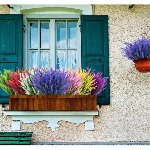 Artificial Outdoor Lavender Flowers 12 Bundles No Fade UV Resistant Fake Plastic - Picture 2 of 7